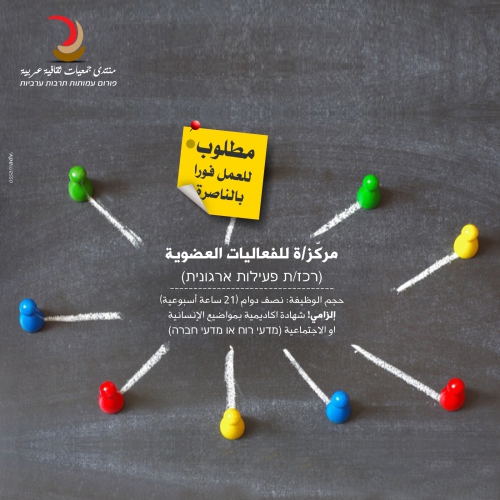(مطلوب للعمل فورا!! مركّز للفعاليات العضوية (ארגונית